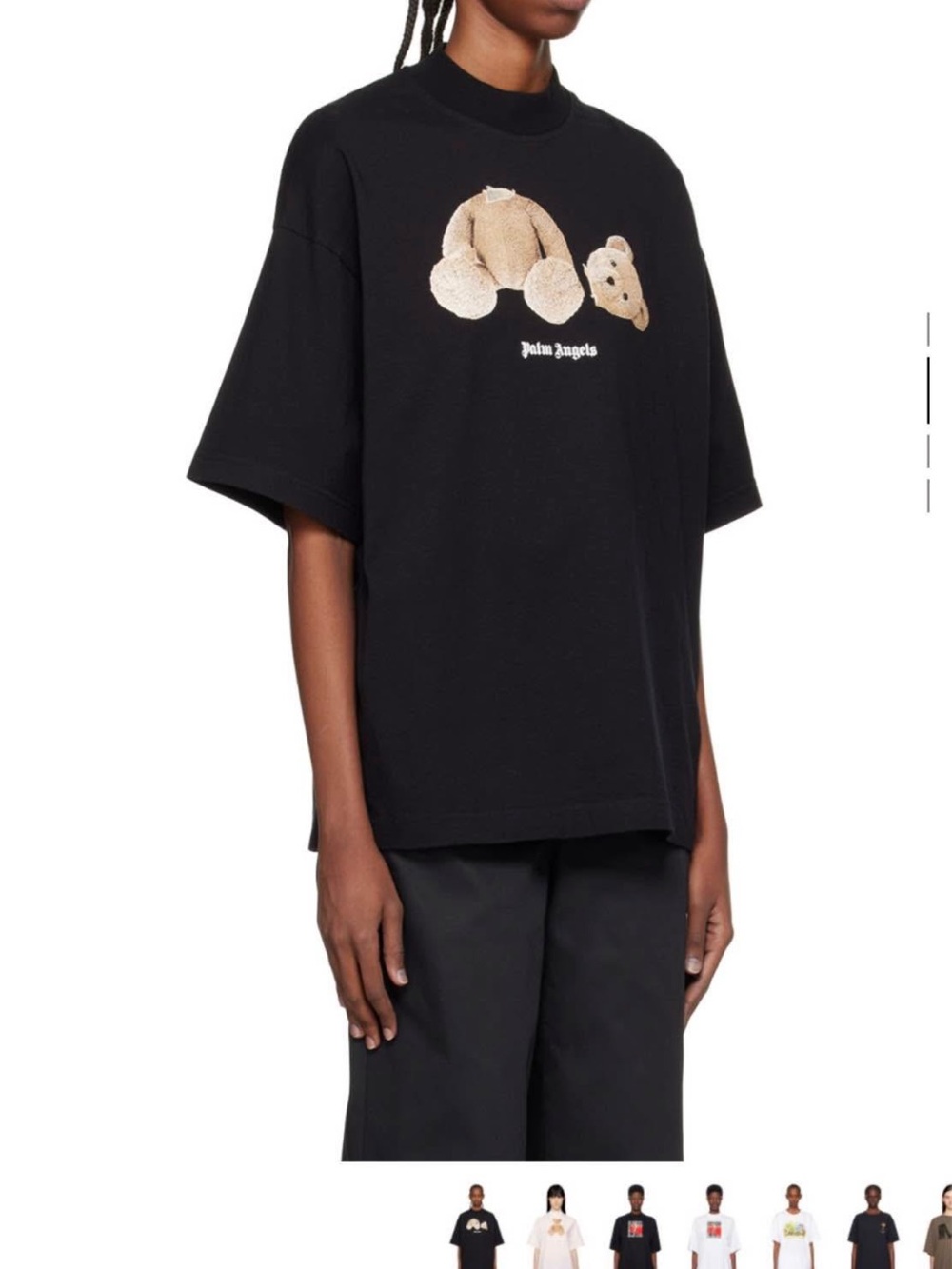 Palm Angels Black Tee with Detached Teddy Graphic